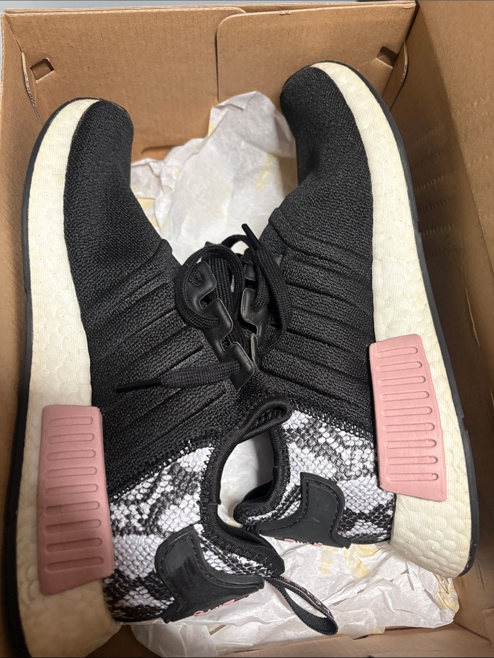 adidas Black Knit Sneakers with Pink Accents